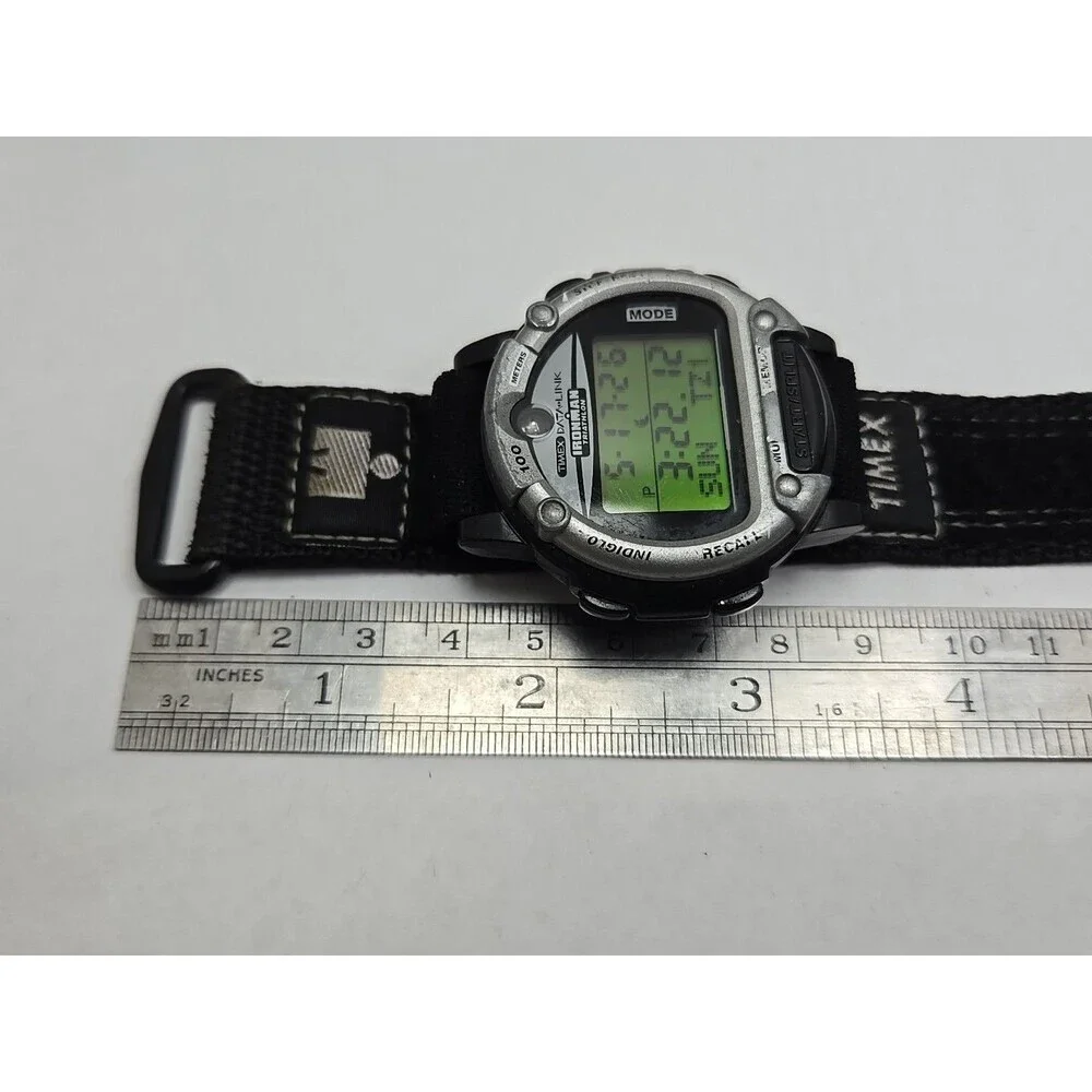 Vintage Timex Data Link Ironman Triathlon Watch Multi Lap New Battery -    Read